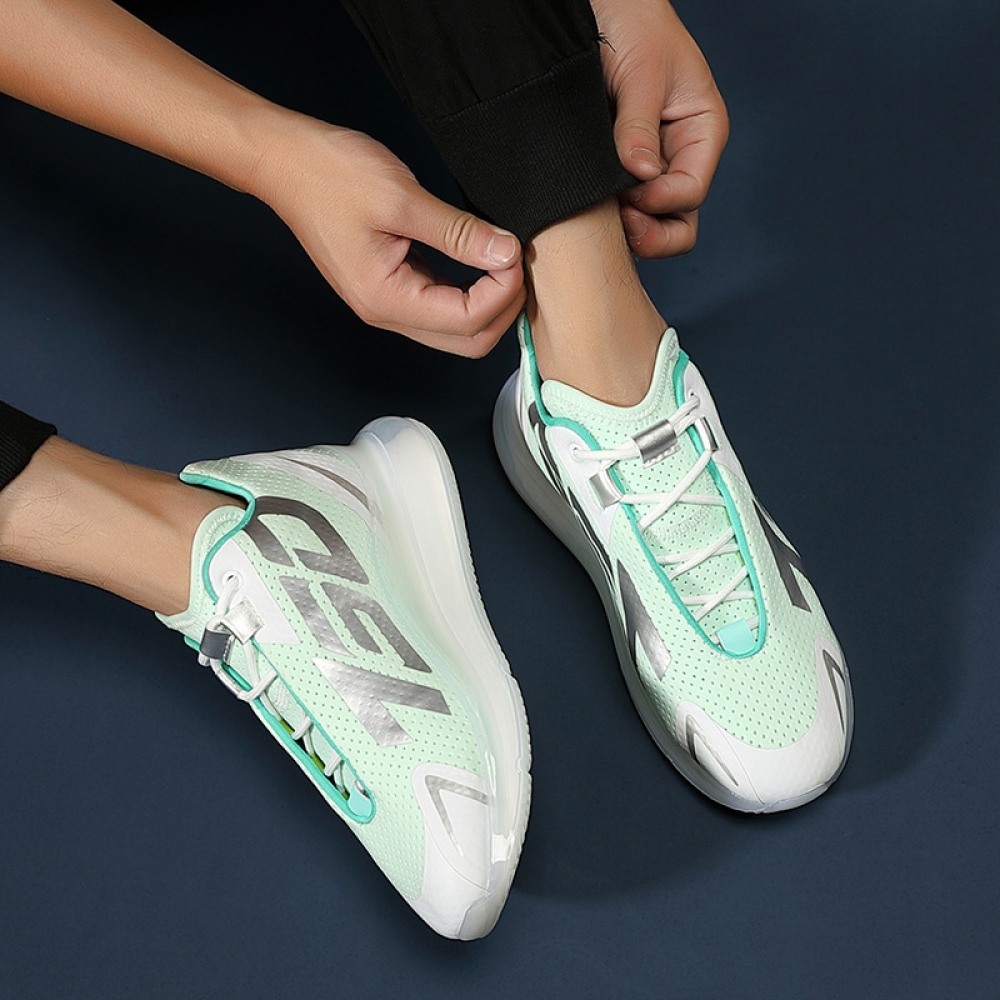 Men's Round-Toe Special Mesh Shoes With Front Lace-Up Breathable Flat Heel Casual Sports Shoes